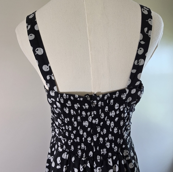 Anthropologie Maeve Dress Tiefront Black & White Cherry Sz 6 Cotton - Picture 3 of 16